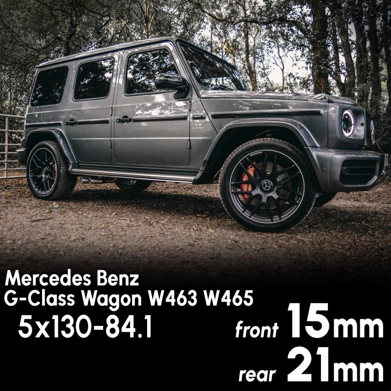 画像1: 【15mm + 21mm】 フロント + リア 一台分セット W463 W463A W465 Mercedes-Benz G-Class Wagon 専用設計 PCD130 5穴 ハブ径84.1φ ワイドトレッド スペーサー 5x130-84.1φ (1)
