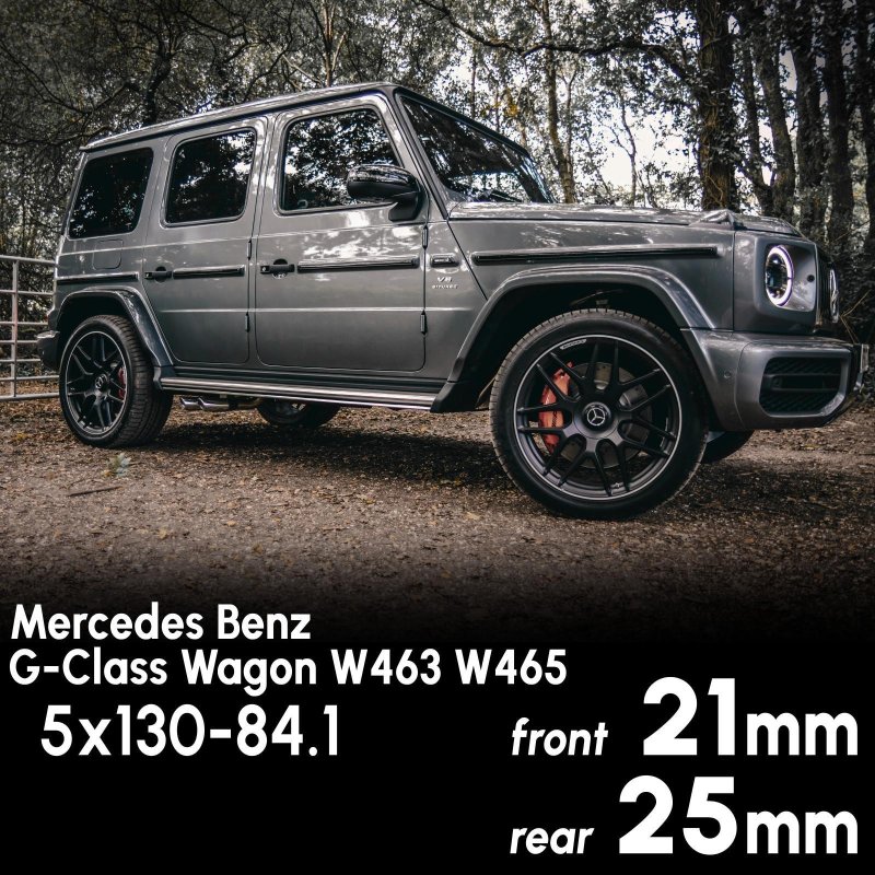 画像1: 【21mm + 25mm】 フロント + リア 一台分セット W463 W463A W465 Mercedes-Benz G-Class Wagon 専用設計 PCD130 5穴 ハブ径84.1φ ワイドトレッド スペーサー 5x130-84.1φ (1)